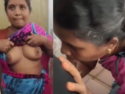 Tamil aunty lifts blouse and shows boobs before blowjob
